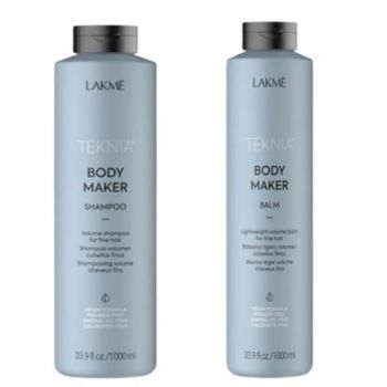 Set pentru par gras si lipsit de volum Lakme, Body Maker Sampon 1000 ml + Balsam 1000 ml