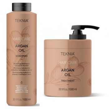 Set pentru par uscat Lakme, Argan Oil Sampon 1000 ml + Tratament 1000 ml de firma original