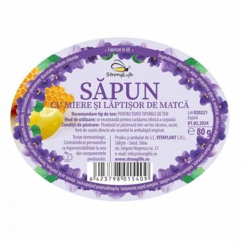 Sapun natural cu miere si laptisor de matca StrongLife by Dr. Ing. Cornelia Dostetan Abalaru apicultor - 80g ieftin