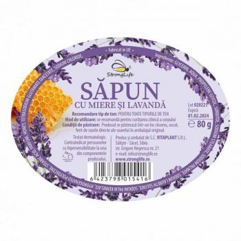 Sapun natural cu miere si lavanda StrongLife by Dr. Ing. Cornelia Dostetan Abalaru apicultor - 80g