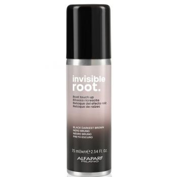 Spray Colorant pentru Radacini - Alfaparf Milano Invisible Root, nuanta Black Darkest Brown, 75 ml