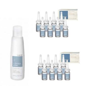 Set Cadou impotriva caderii parului, Lakme, K.Therapy Active Lotiune 125ml + Ser 8*6ml de firma original