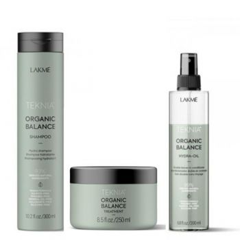 Set Cadou pentru hidratare intensiva, Lakme, Organic Balance Sampon 300ml + Tratament 250ml + Spray 200ml