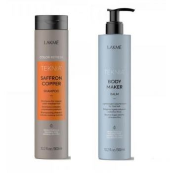 Set cadou pentru improspatarea culorii, Lakme Sampon Saffron 300 ml si Balsam Body Maker 300ml