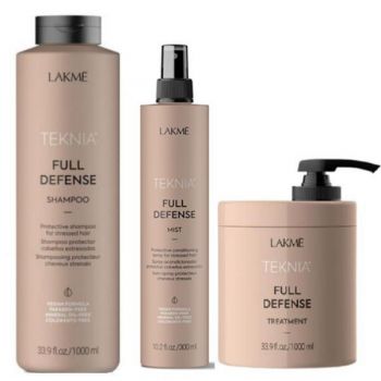 Set Cadou pentru par stresat, Lakme, Teknia, Full Defense Sampon 1000ml+Tratament 1000ml+ Spray 300ml