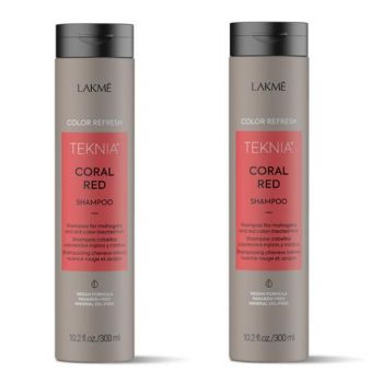 Set pentru parul vopsit rosu, Lakme, Coral Red, 2 x Sampon 300ml ieftin