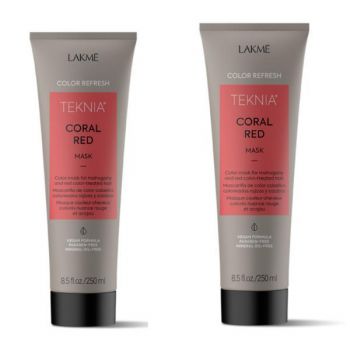 Pachet pentru parul vopsit rosu, Lakme, Coral Red, 2 x Tratament 250ml