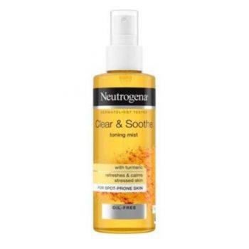 Lotiune Tonica Spray cu Turmeric pentru ten sensibil, patat si acneic, Neutrogena Clear & Soothe Toning Mist 125 ml