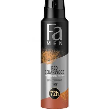 Deodorant Spray Antiperspirant Dry pentru Barbati Red Cedarwood 72h Fa Men, 150 ml ieftin