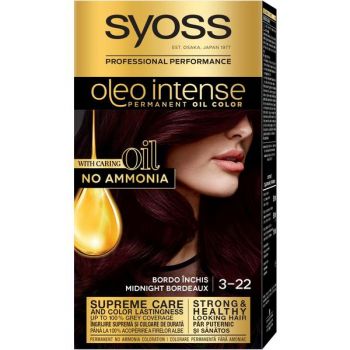 Vopsea de Par Demi-permanenta - Syoss Professional Performance Oleo Intense Permanent Oil Color, nuanta 3-22 Bordo Inchis ieftina