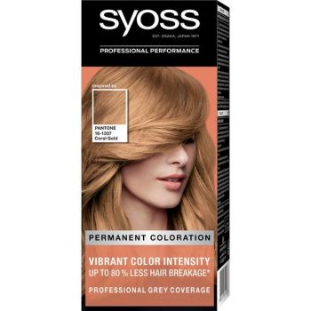 Vopsea de Par Permanenta Inspirata de Pantone - Syoss Professional Performance Permanent Coloration Inspired by Pantone 16-1337, nuanta 9_67 Coral Gold la reducere