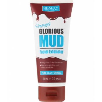 Masca pentru ten cu argila naturala alba Beauty Formulas Glorious Mud Facial Exfoliator, 100 ml