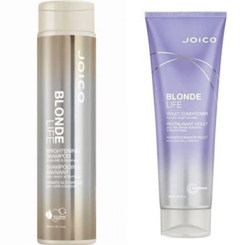 Set cadou Sampon Joico Blonde Life Brightening Pentru Par Blond 300ml si Balsam De Par Joico Blonde Life Violet 250ml