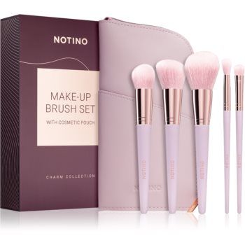 Notino Charm Collection Make-up brush set with cosmetic pouch set de pensule cu geantă Dusty pink