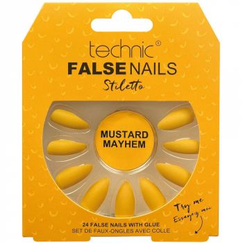 Set 24 Unghii False cu adeziv inclus Technic False Nails, Stiletto, Mustard Mayhem