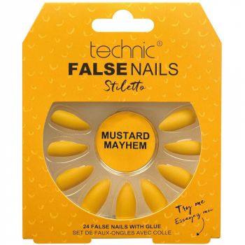 Set 24 Unghii False cu adeziv inclus Technic False Nails, Stiletto, Mustard Mayhem la reducere