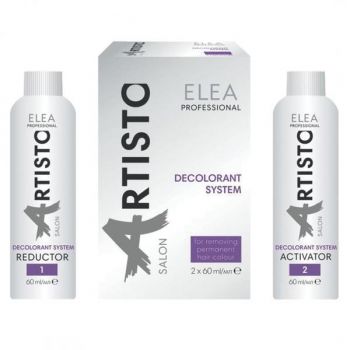 Solutie decapaj pentru indepartarea vopselei rezistente de pe par Decolorant System Color Off Elea Professional Artisto (reductor si activator), 120 ml de firma original