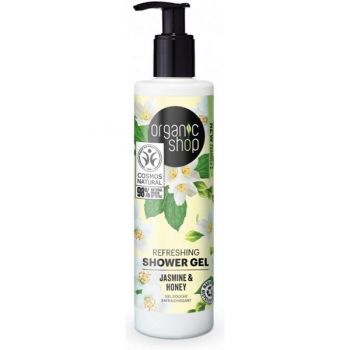 Gel de Dus Bio Revigorant cu Miere si Iasomie Refreshing Jasmine & Honey Organic Shop, 280 ml