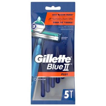 Aparat de Ras Clasic cu 2 Lame - Gillette Blue II Plus, 5 buc de firma originala