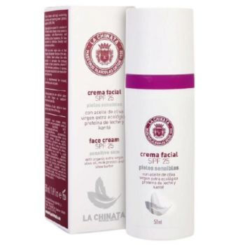 Crema pentru fata, pentru piele sensibila, cu extract de maslin si factor de protectie UV SPF-25, La Chinata, 50ml