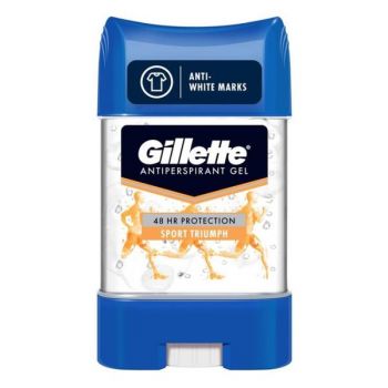 Deodorant Antiperspirant Gel Stick - Gillette Clear Sport Triumph Anti-White Marks, 70 ml la reducere