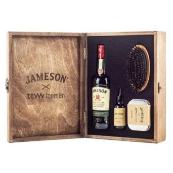 Set cadou Jameson Zew for men 1 sticla Jameson Whiskey 0.2l + Ulei nutritiv pentru barba 30 ml + Balsam pentru barba 80 ml + Perie profesionala de firma original