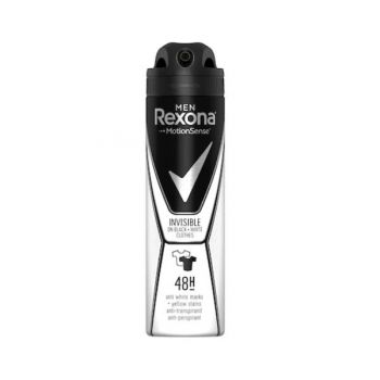 Deodorant Antiperspirant Spray pentru Barbati - Rexona Men MotionSense Invisible Black&White 48h, 150 ml