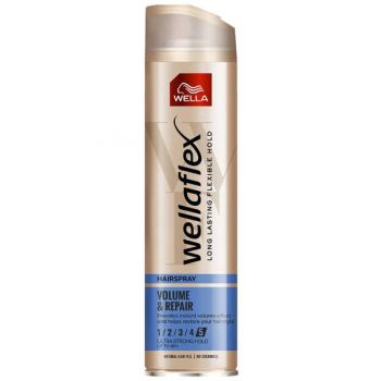 Fixativ pentru Volum cu Fixare Ultra Puternica - Wella Wellaflex Hairspray Volume&Repair Ultra Strong Hold, 250 ml la reducere