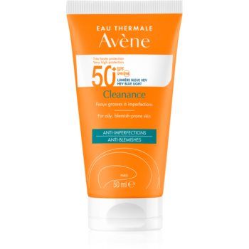 Avène Cleanance lotiune protectoare pentru protectia solara pentru ten predispus la acnee SPF 50+