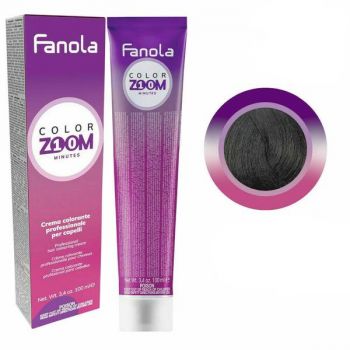 Vopsea Crema Permanenta - Fanola Color Zoom 10 Minutes, nuanta 1.0 Black, 100 ml ieftina