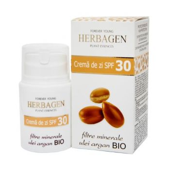 Crema de Zi SPF 30 cu Filtre Minerale si Ulei de Argan Bio Herbagen, 50g la reducere