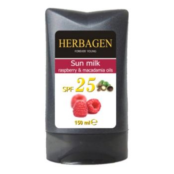 Emulsie de Plaja cu Ulei de Zmeura si Macadamia SPF 25 Herbagen, 150ml la reducere