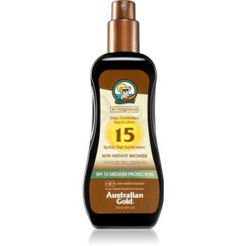 Australian Gold Spray Gel Sunscreen With Instant Bronzer spray pentru bronzat SPF 15