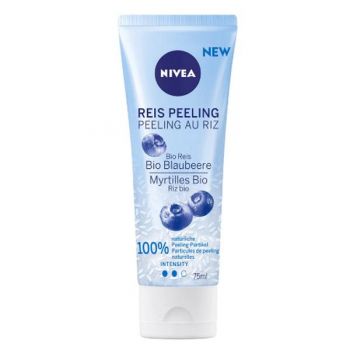 Exfoliant cu Orez si Coacaze pentru Ten Normal - Nivea Reis Peeling Bio Blaubeere, 75 ml