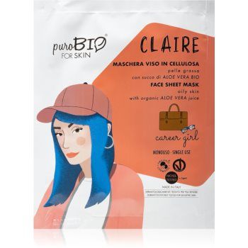 puroBIO Cosmetics Claire Career Girl masca de celule cu efect hidrantant si hranitor cu aloe vera