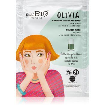 puroBIO Cosmetics Olivia Spirulina Milk mască exfoliantă în pulbere