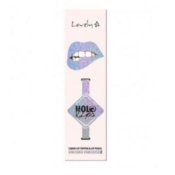 Set multifunctionala pentru buze Lovely Holo Lips nr.02 Unicorn Paradise Ruj + Creion de buze, 15g