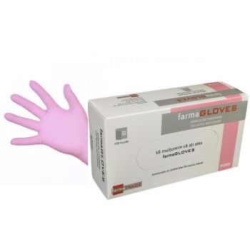 Manusi nitril nepudrate, culoare roz marimea S - Farmagloves, 100 buc/cutia