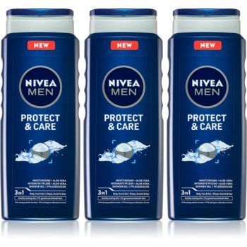 Nivea Men Protect & Care Gel de duș pentru bărbați 3 x 500 ml (ambalaj economic)