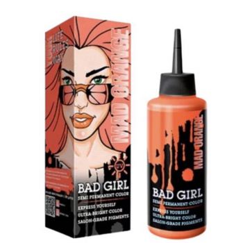 Vopsea PROFESIONALA directa semi-permanenta -BAD GIRL -Mad Orange / Portocaliu Neon / Uv, 150ml