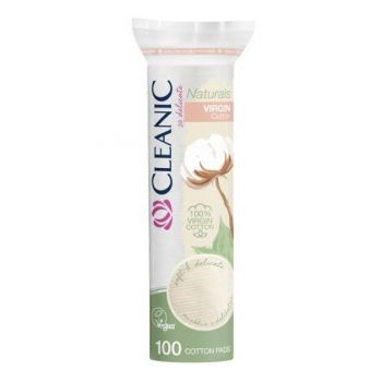Dischete Demachiante din Bumbac Natural Virgin - Cleanic Naturals Virgin Cotton Pads, 100 buc Dischete Demachiante din Bumbac Natural Virgin - Cleanic Naturals Virgin Cotton Pads, 100 buc