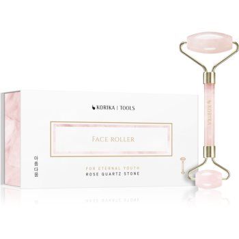 KORIKA Tools Face Roller Rose Quartz Stone rolă pentru masaj pentru față și gât