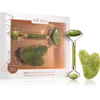 Zoë Ayla Jade Facial Roller And Gua Sha Tool set cadou faciale