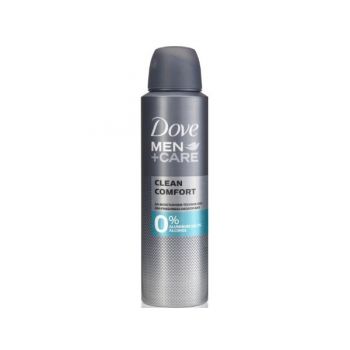 Deodorant Spray Antiperspirant fara Saruri de Aluminiu pentru Barbati - Dove Men+Care Clean Comfort 0% Aluminium Salts Alcohol, 150 ml