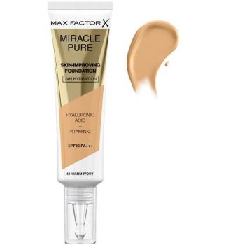Fond de Ten - Max Factor Miracle Pure Skin-Improving Foundation SPF 30 PA+++, nuanta 44 Warm Ivory, 30 ml