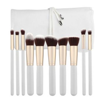 Set 10 Pensule Albe Kabuki pentru Machiaj - Mimo Makeup Brush Kabuki White, 10 buc la reducere