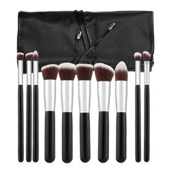 Set 10 Pensule Negre Kabuki pentru Machiaj - Mimo Makeup Brush Kabuki Black, 10 buc de firma originala