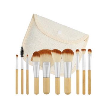 Set 10 Pensule pentru Machiaj - Mimo Makeup Brush Bamboo, 10 buc