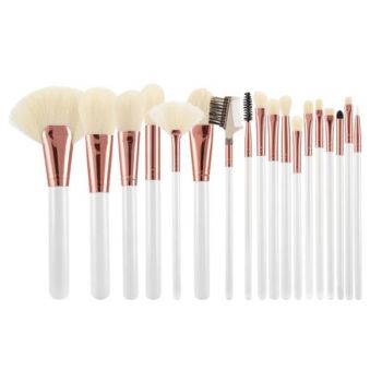 Set 18 Pensule Albe si Ecru pentru Machiaj - Mimo Makeup Brush White&Ecru, 18 buc la reducere