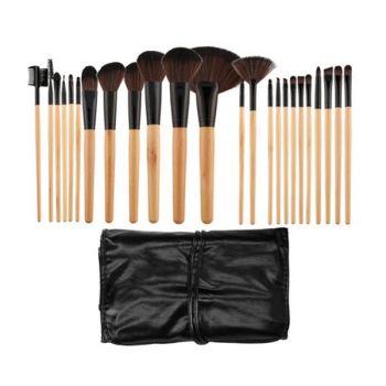 Set 24 Pensule Negre cu Maner din Lemn pentru Machiaj - Mimo Makeup Brush Wooden& Black, 24 buc de firma originala